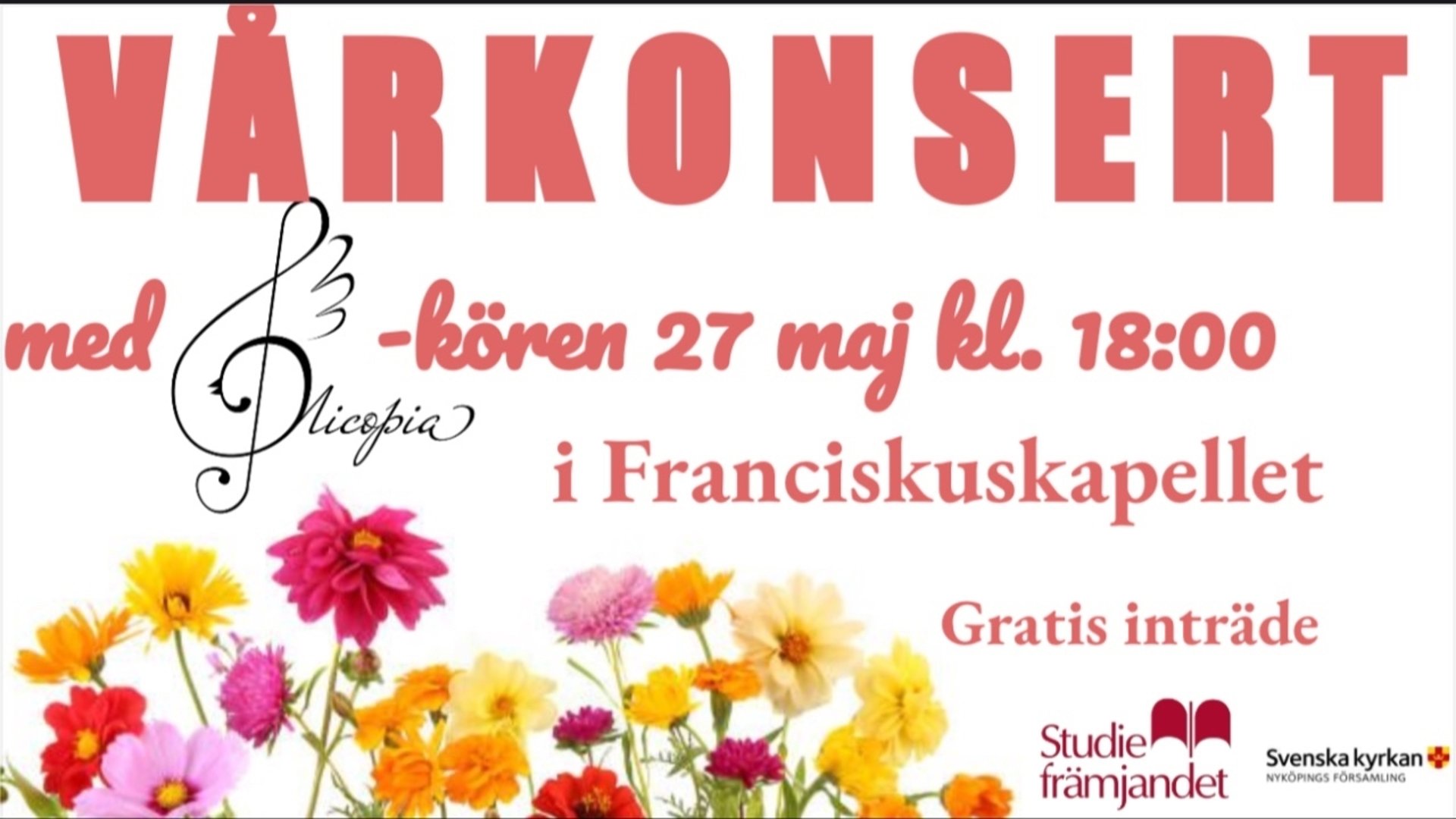 Vårkonsert med Nicopiakören, 27 maj kl 18:00 i Franciskuskapellet. Gratis inträde.