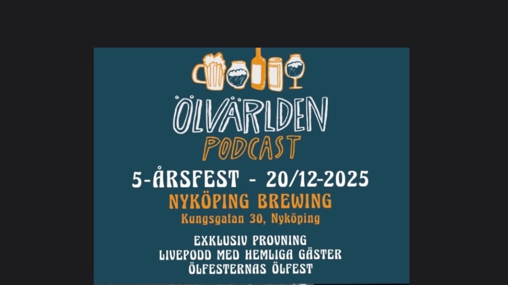 Ölvärlden podcast kommer till Nyköping Brewing och håller i en exklusiv ölprovning, en livepodd och avslutar kvällen med ölfesternas ölfest!