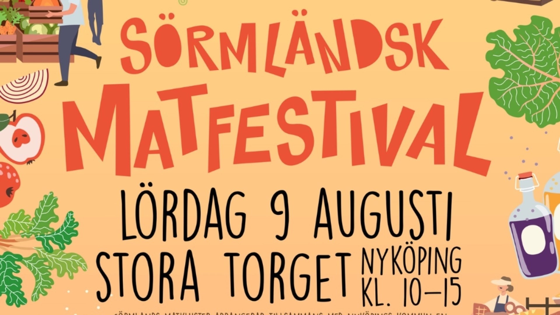 Bilden är en affisch för matmarknaden. 