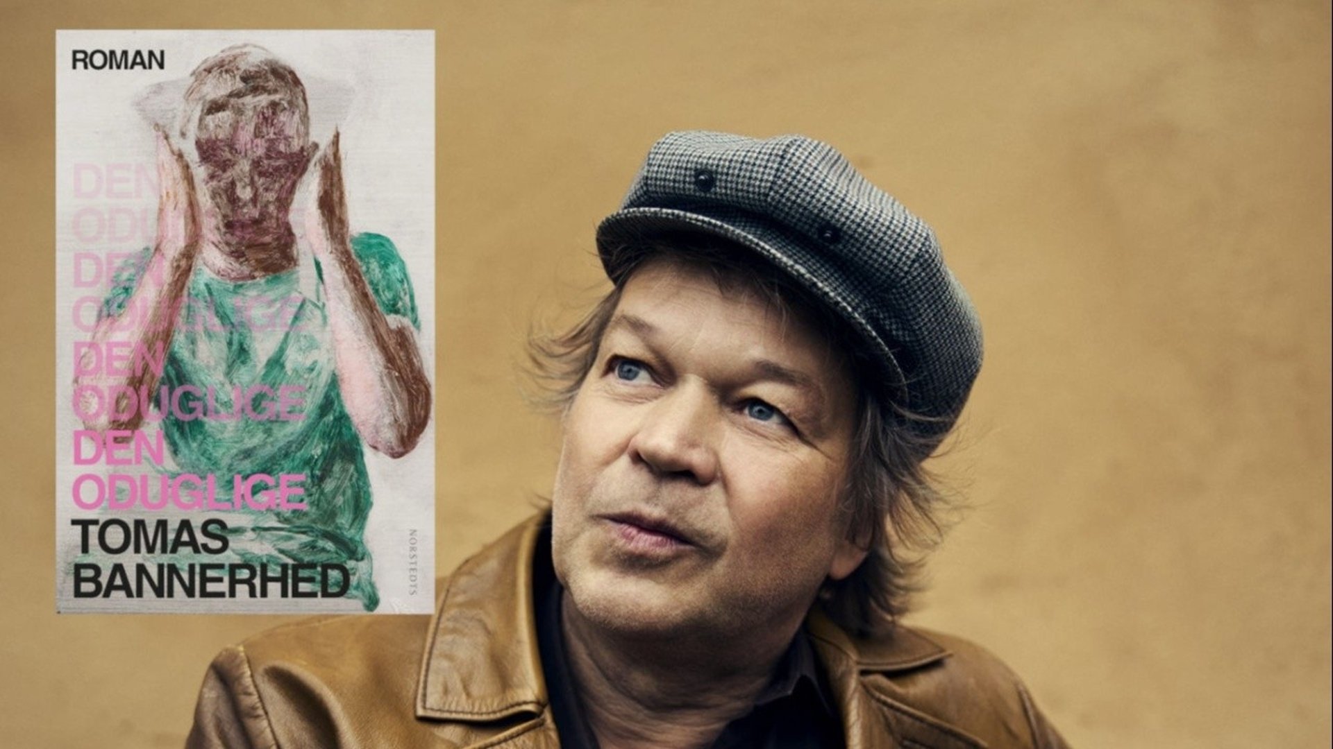 Porträttbild på Tomas Bannerhed plus omslaget till hans senaste bok "Den oduglige".
