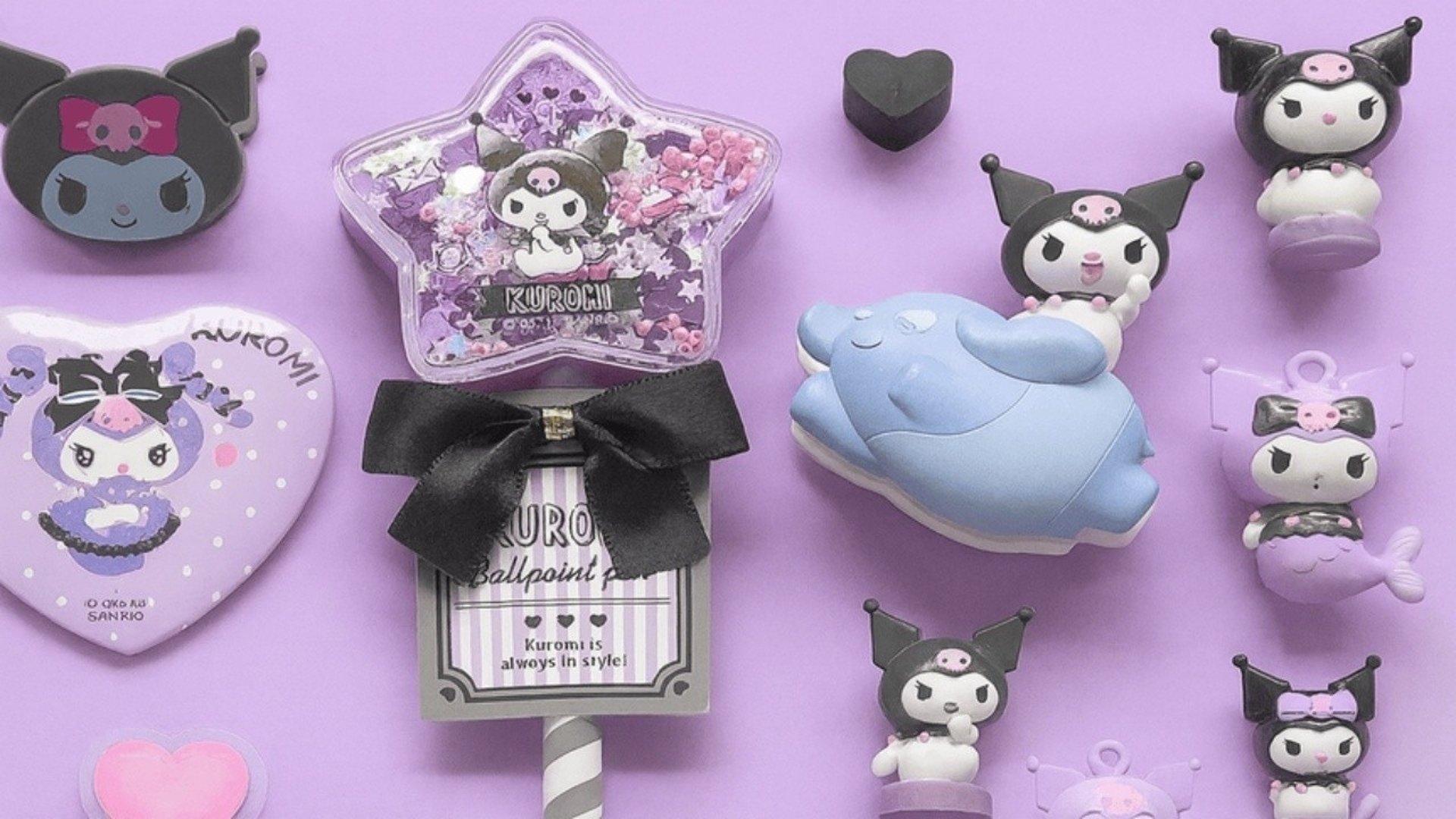 Kuromi-samling på lila bakgrund
