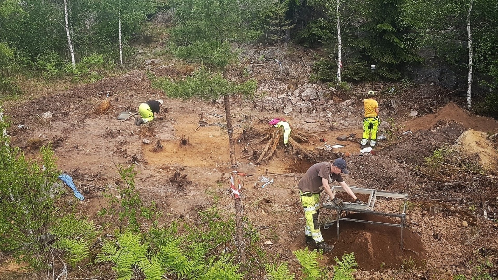 Stenåldersundersökning nära Holmsjön. Foto: Stiftelsen Kulturmiljövård.