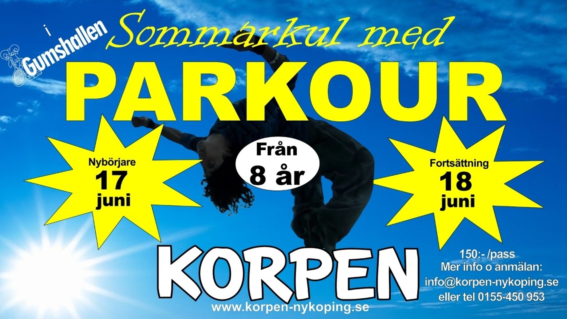 Sommarlovsparkour 18 juni i Gumshallen