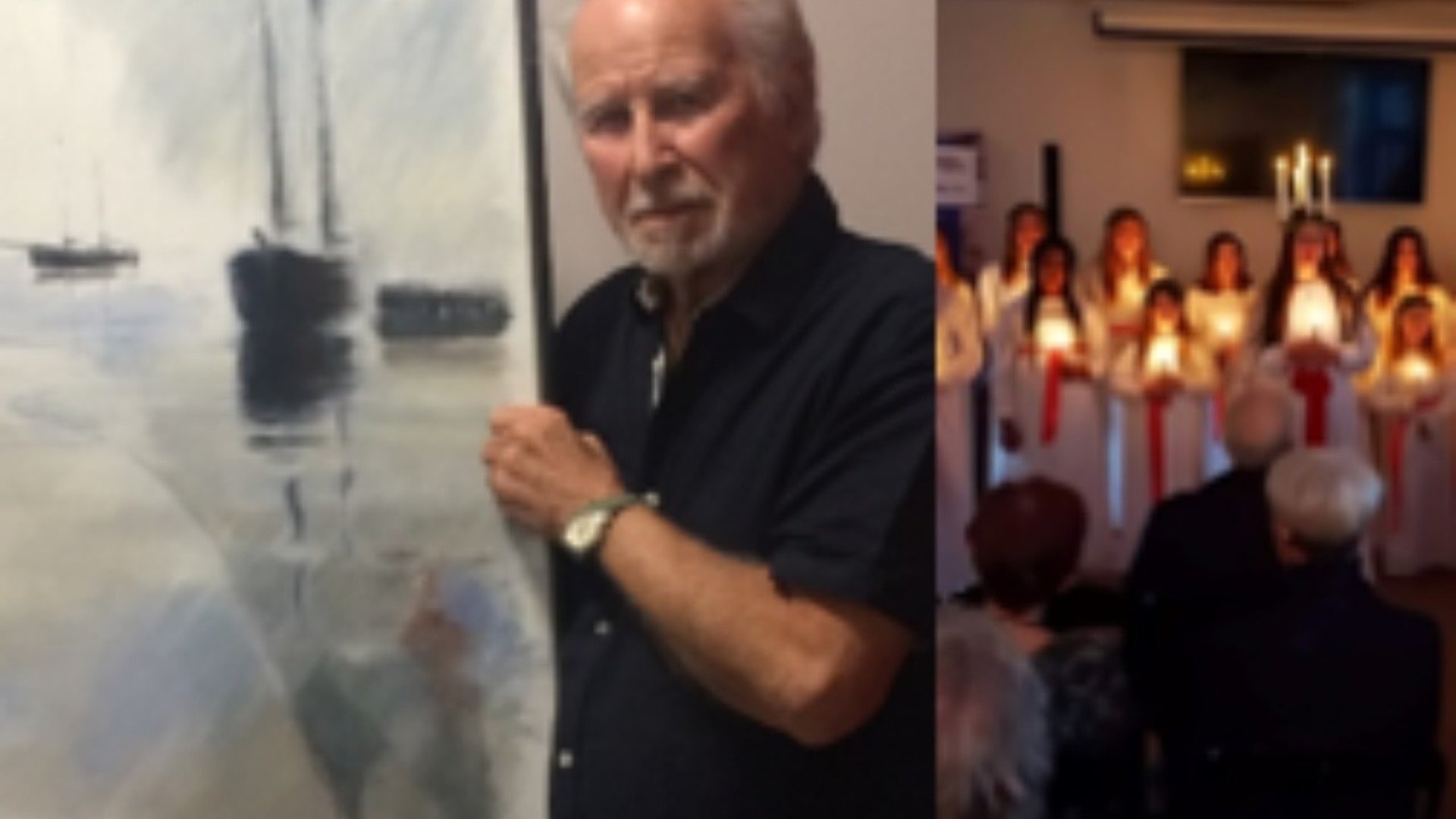 Berättaerlördag och Lucia i Stadsvakten Ulf Abrahamsson"Mitt liv som konstnär" Därefter underhåller Kulturskolans Lucia och tärnor.