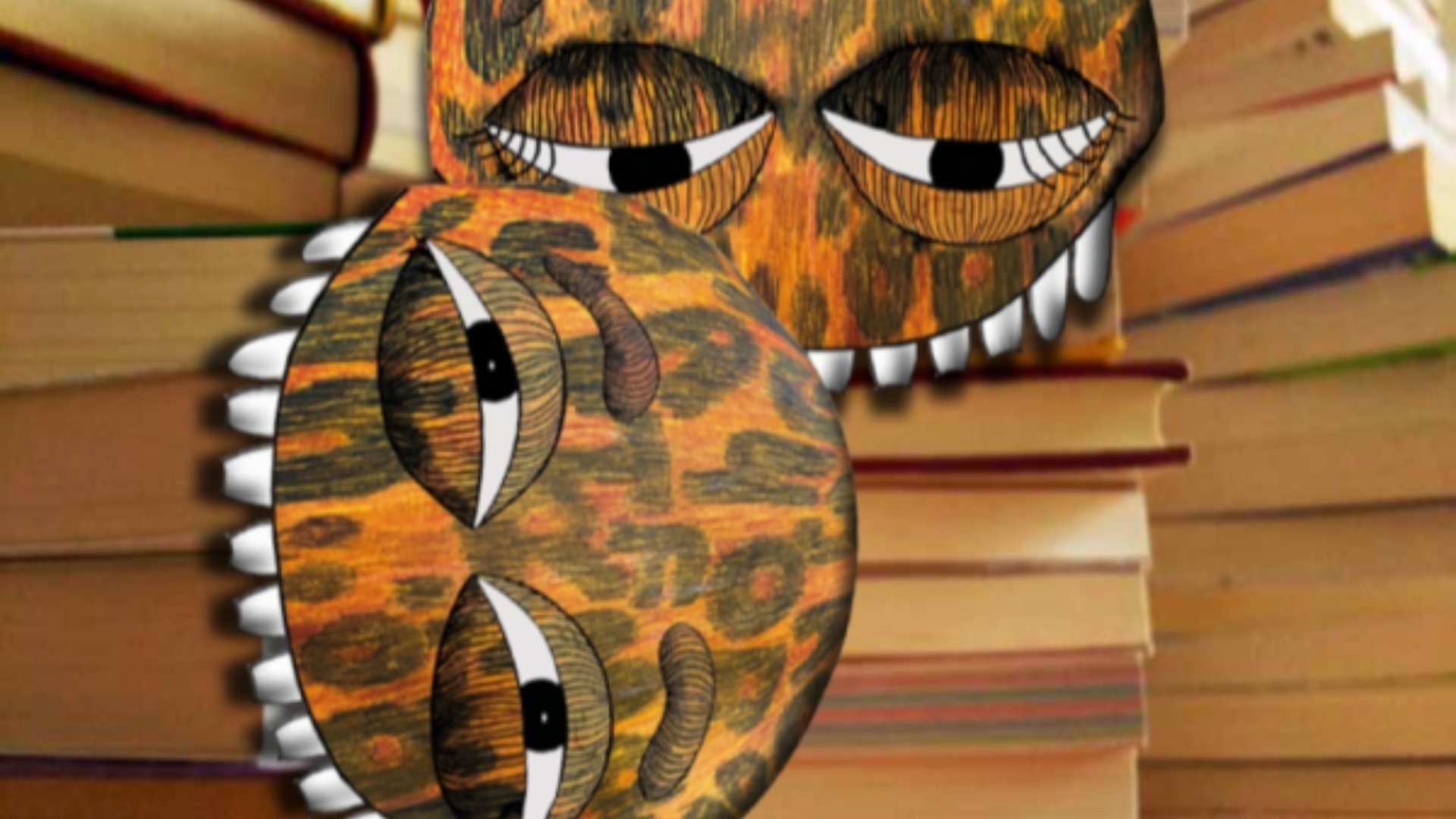 Två bokslukarmonster som äter böcker.