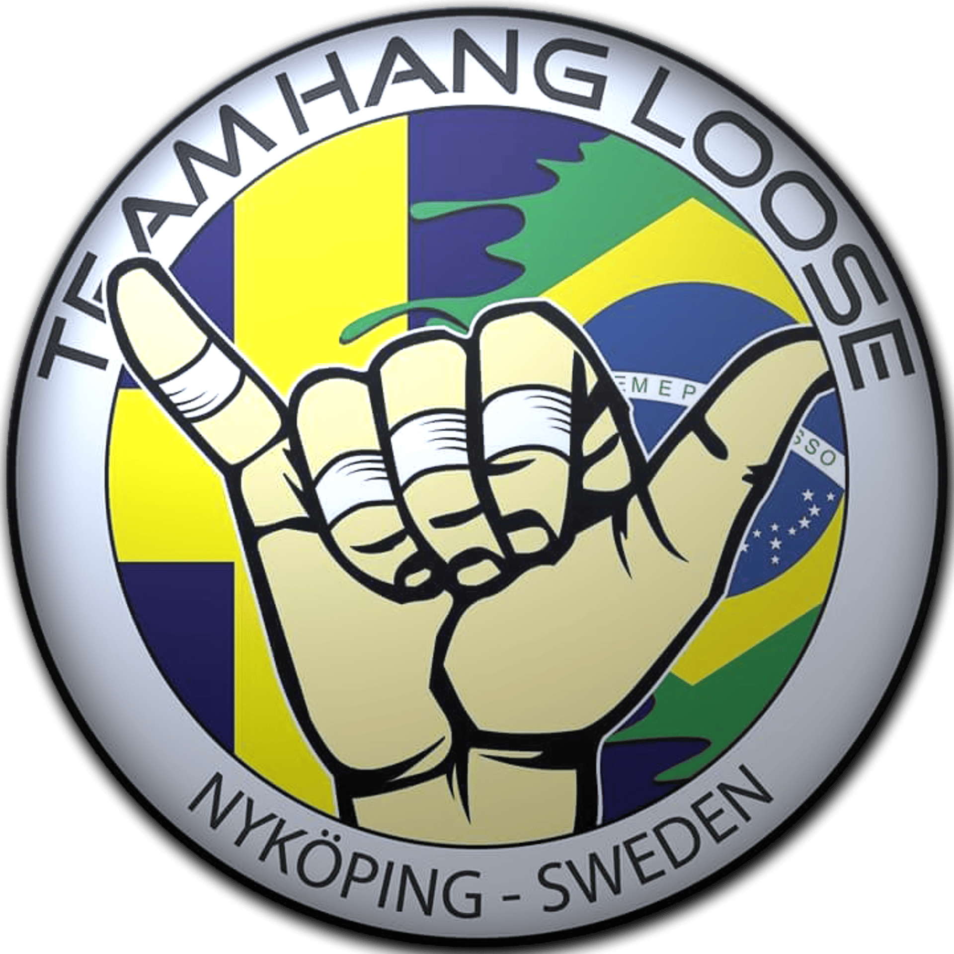 Text" Team HangLoose" med n bild på en hand