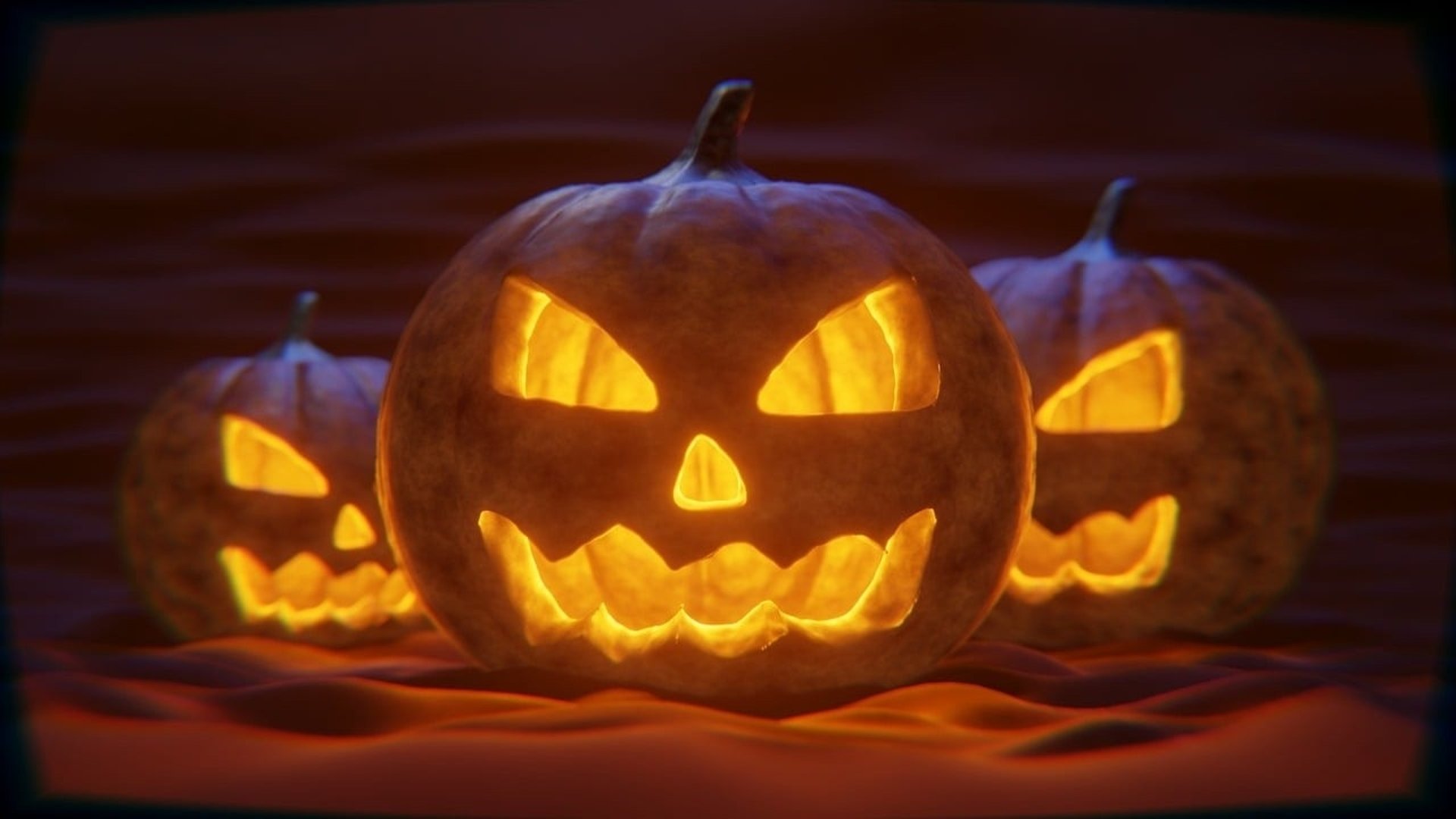 Tre halloweenpumpor