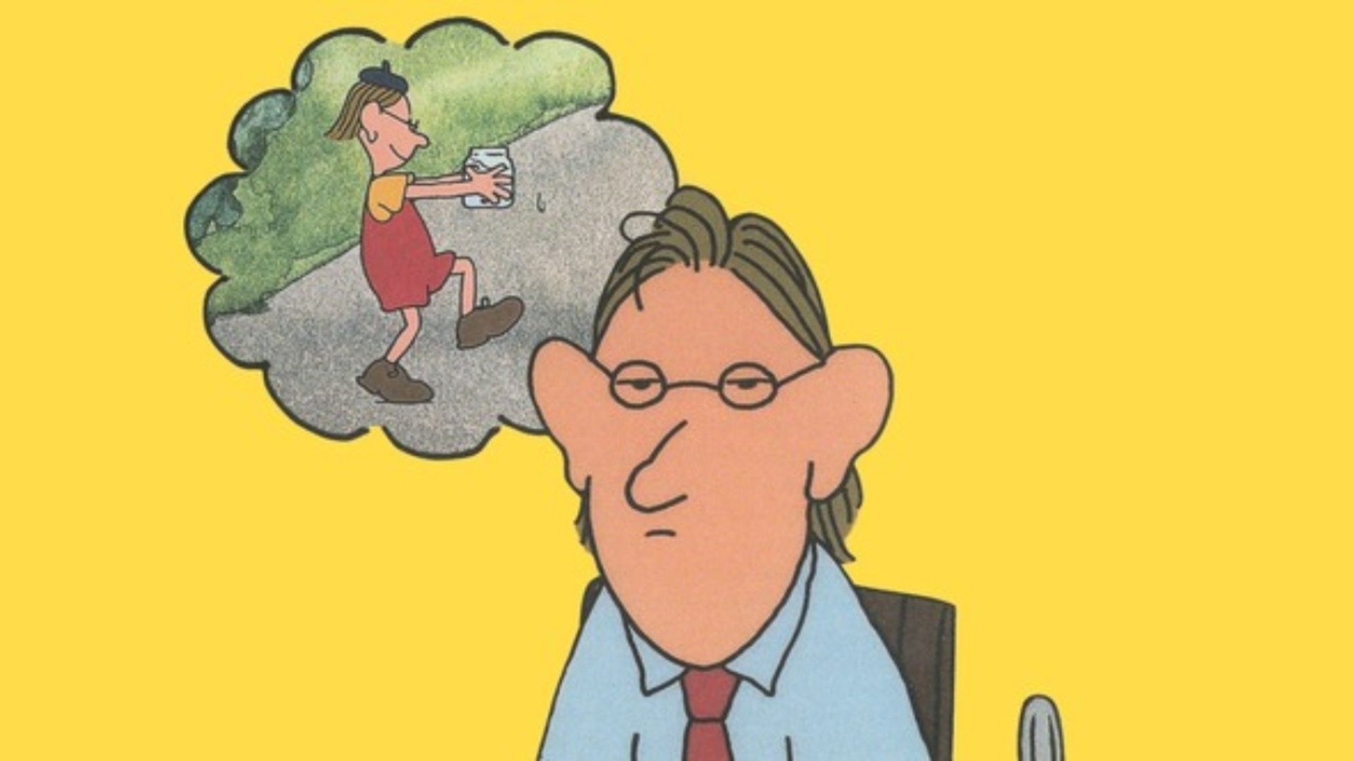 Teckand farbror tänker på barndomen