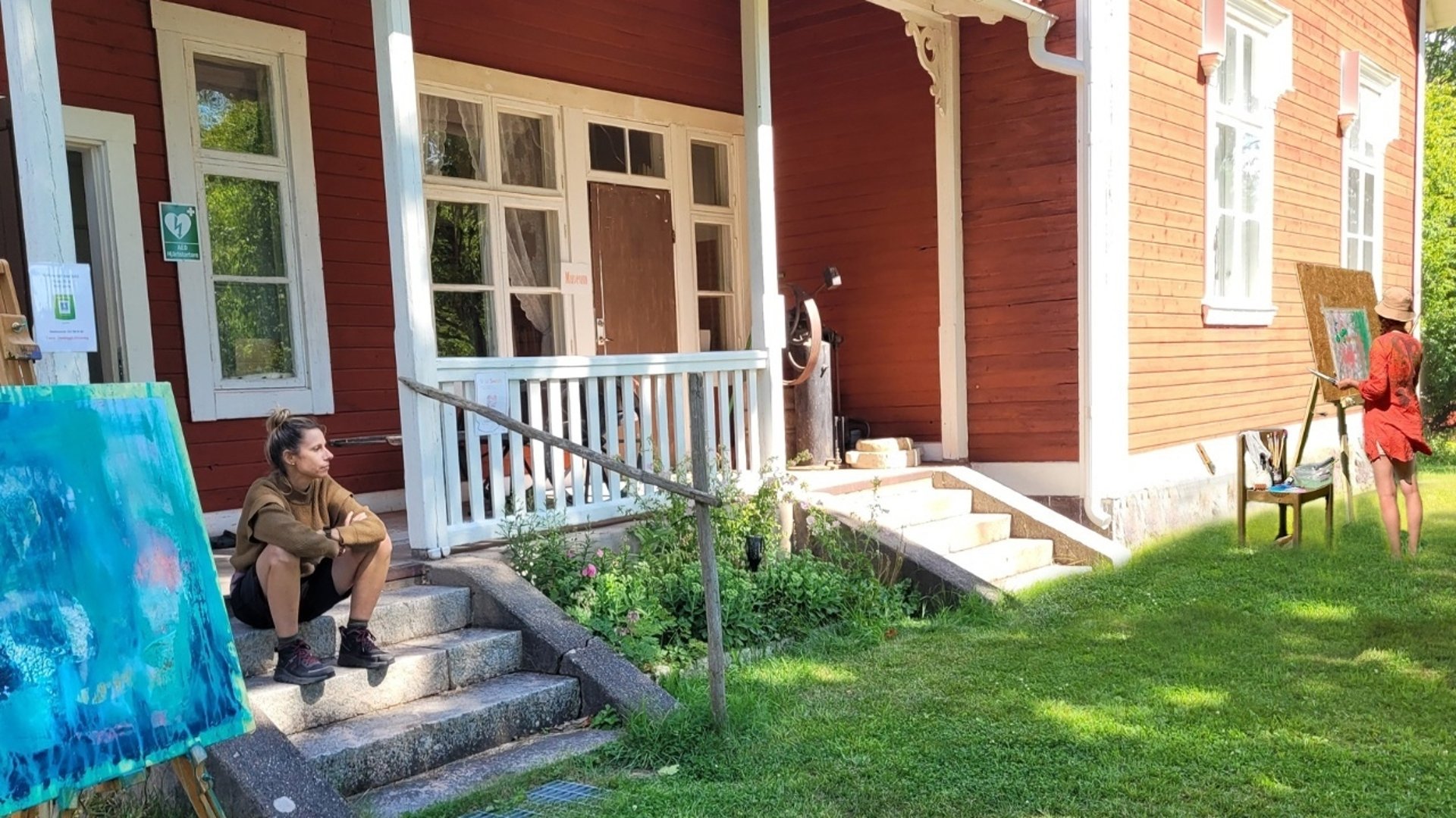 Konstkurs, akrylmåleri i lantlig miljö.